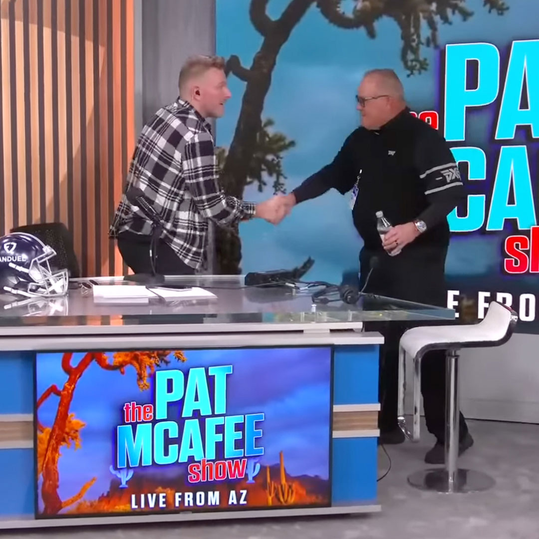 Pat McAfee and Bob Parsons shaking hands